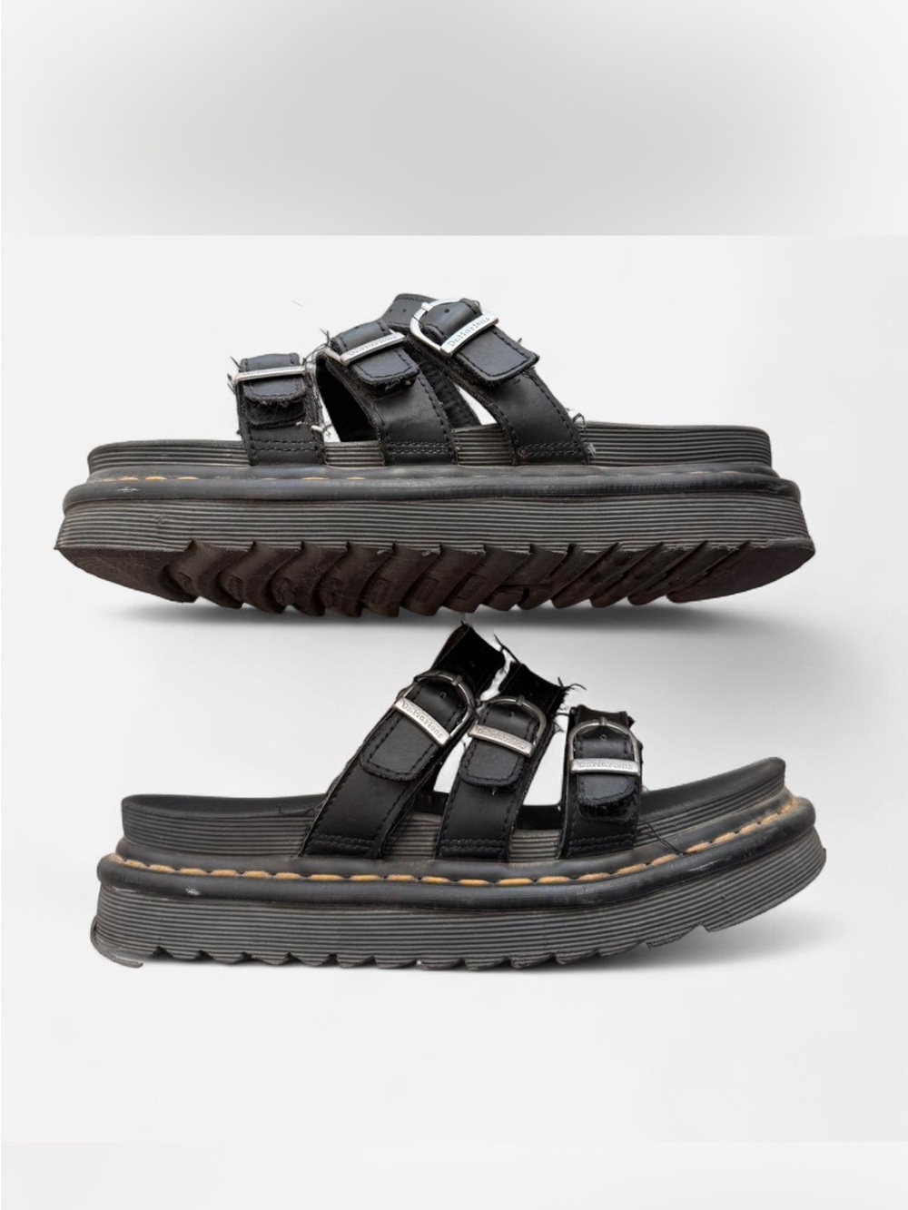 Dr. Martens Blair Black 3 Leather Strap Slide Sandal Womens 7